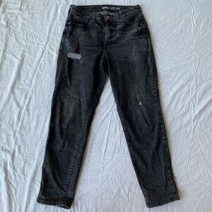 Old Navy High Waisted Straight Leg Faded Black Denim Jeans Size 2